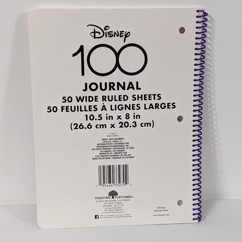 Disney 100 Spiral Journal Notebook, 10.5 in x 8 in, NEW